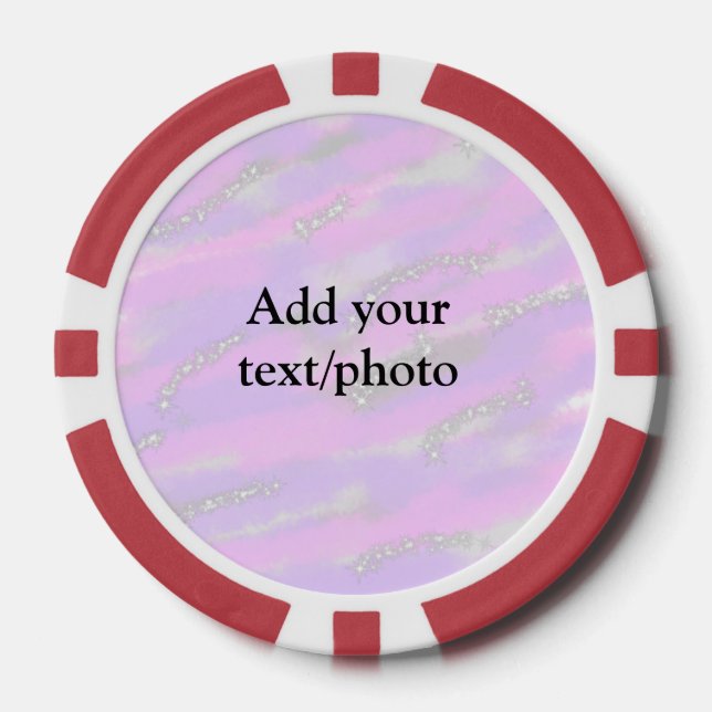 Simple pastel glitter colourful add your text phot poker chips (Front)