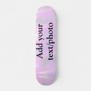 Simple pastel glitter colourful add your text phot skateboard