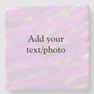Simple pastel glitter colourful add your text phot stone coaster