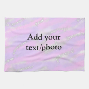 Simple pastel glitter colourful add your text phot tea towel