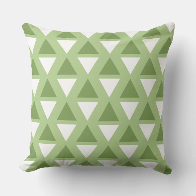 Simple pastel green geometric pattern cushion (Front)