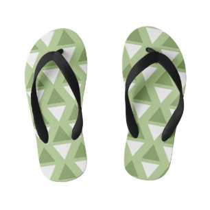 Simple pastel green geometric pattern kid's thongs