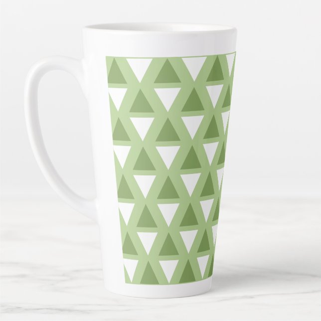 Simple pastel green geometric pattern latte mug (Left)