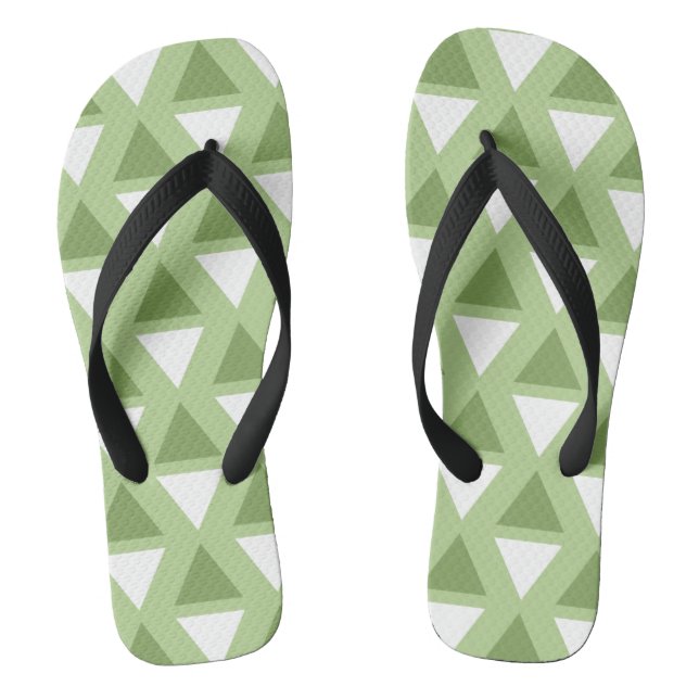 Simple pastel green geometric pattern thongs (Footbed)