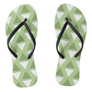 Simple pastel green geometric pattern thongs