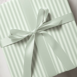 Simple Pastel Green Pinstripes Wrapping Paper