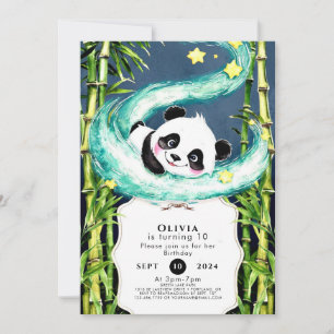 Simple Pastel Magical Panda Birthday Invitation