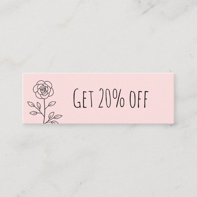 Simple pastel pink floral trendy discount mini business card (Front)