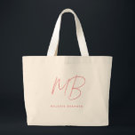 Simple Pastel Pink Minimalist Two Monogram Name Large Tote Bag<br><div class="desc">Simple Pastel Pink Minimalist Two Monogram Name tote bag perfect as a gift for girl friends,  co-workers,  bosses,  consultants,  professionals,  businessmen or bridesmaids.</div>