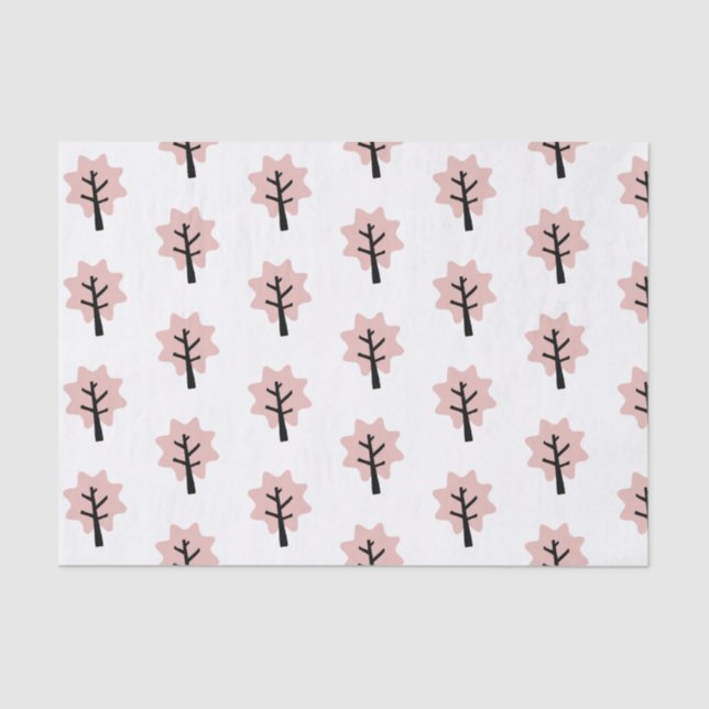 Simple Pastel Pink Tree Pattern Holiday Tissue Paper (Front)