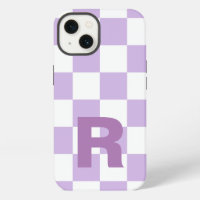 Simple Pastel Purple Lilac Chequered Monogram