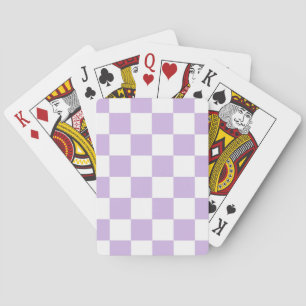 Simple Pastel Purple Lilac & White Chequered    Playing Cards