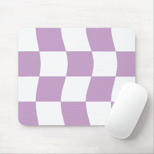 Simple Pastel Purple White Wavy Check Pattern Mouse Pad