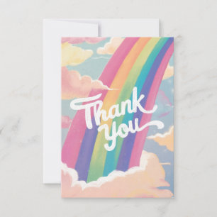 Simple Pastel Rainbow and Clouds Thank You Card