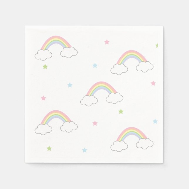 Simple Pastel Rainbow Cake Birthday Napkin (Front)