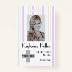 Simple Pastel Stripes Lines Logo Barcode ID Code ID Badge