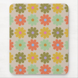 Simple Pastel Vintage Flower Pattern Mouse Pad
