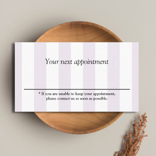 Simple Pastel White Stripes Beauty Salon Appointment Card