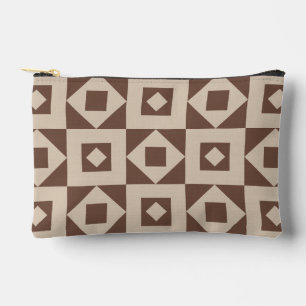 Simple Patch Brown Cream Print Cut Sew Small Accessory Pouch