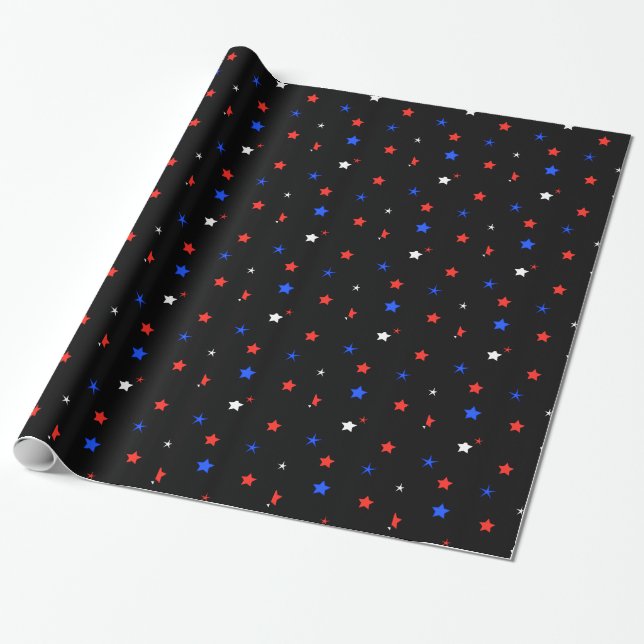 Simple Patriotic Stars Wrapping Paper (Unrolled)