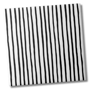 Simple Pattern Black White Stripes Ceramic Tile