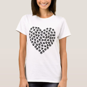 Simple paw heart  black and white T-Shirt