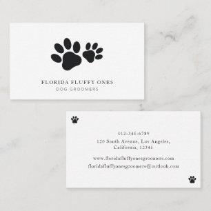 Simple Paw Print Dog Groomer Business Card
