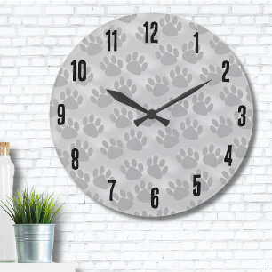 Simple Paw Print Pattern Large Clock