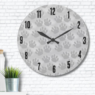 Simple Paw Print Pattern Large Clock