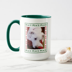 Simple Peace and Joy Picture Frame Cute Dog Photo Mug