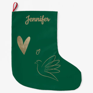 Simple Peace & Love Dove Photo Christmas Card Large Christmas Stocking