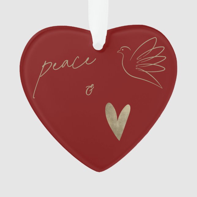 Simple Peace & Love Dove Photo Christmas Card Ornament (Front)