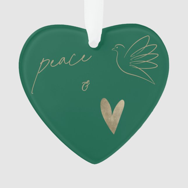 Simple Peace & Love Dove Photo Christmas Card Ornament (Front)