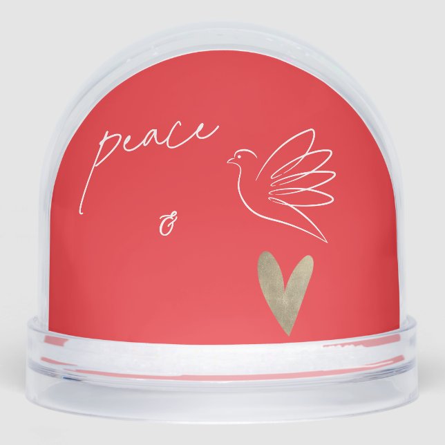 Simple Peace & Love Dove Photo Christmas Card Snowglobe (Front)
