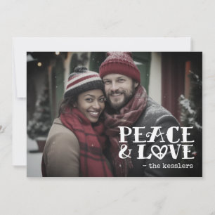 Simple Peace & Love Handwritten Photo Holiday Card
