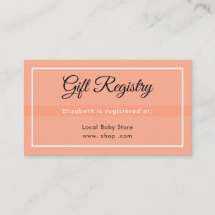 Simple Peach Babyshower Registry Enclosure Card