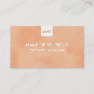 Simple Peach Chic Boutique Monogram Social Media Business Card