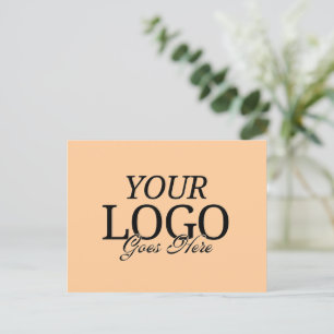 Simple Peach Company Logo With QR Code Business Postcard