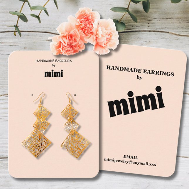 Simple Peach Earring Display  Business Card (Creator Uploaded)