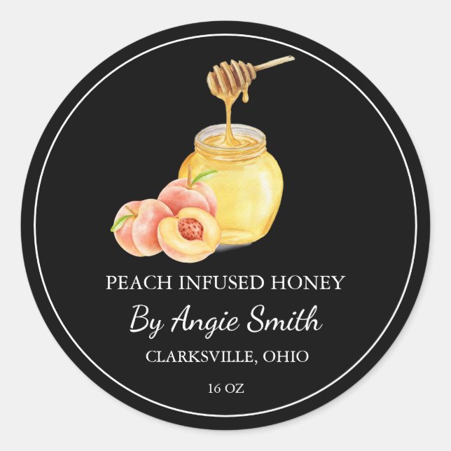 Simple Peach Infused Honey Label (Front)