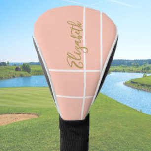 Simple peach minimalist custom name ladies golf head cover