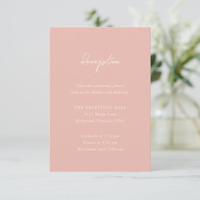 Simple Peach Modern Wedding Enclosure Card (Standing Front)