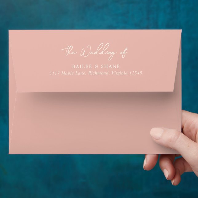 Simple Peach Modern Wedding Envelope (Hand)