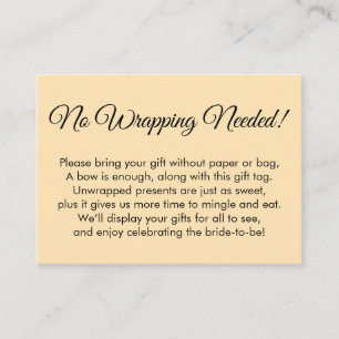 Simple Peach No Wrapping Needed Bridal Shower Enclosure Card