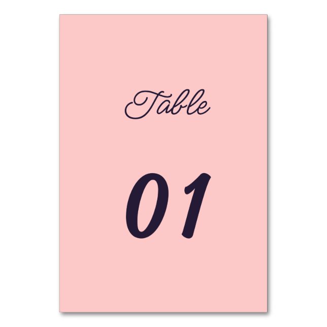 Simple Peach Personalised Wedding Table Number (Front)