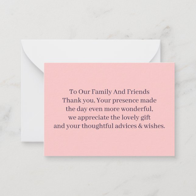 Simple Peach Personalised Wedding Thank You Card (Back)
