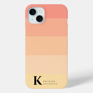 Simple Peach Pinkish Yellow Classic Monogram iPhone 15 Mini Case