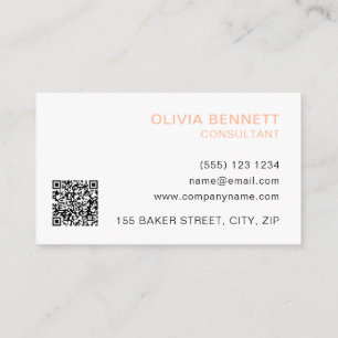 Simple peach QR code Business Card