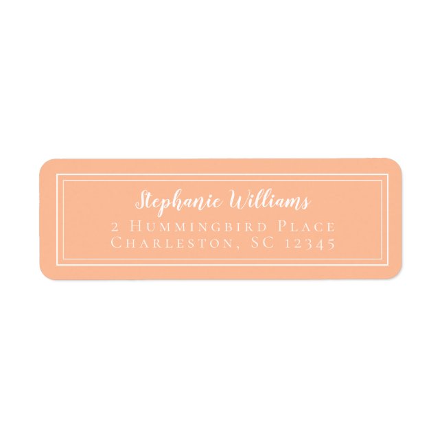Simple Peach Weddings RSVP Return Address Label (Front)