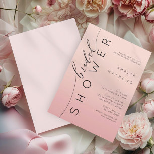 Simple Peachy Pink Ombre Bridal Shower  Invitation